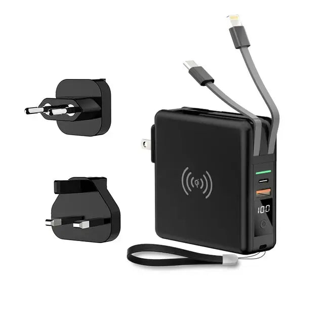 Power Bank 10000mAh With AC Plug 15W Fast Wireless Charging Powerbank USB Type C Mobile Phone Wall Charger for iPhone 14 Xiaomi eprolo