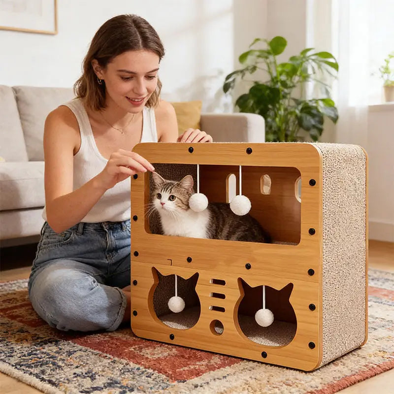 3-in-1 Cat House, Bed & Scratch Post - Multi-Layer Structure Made of Soft, Eco-Friendly Cardboard eprolo