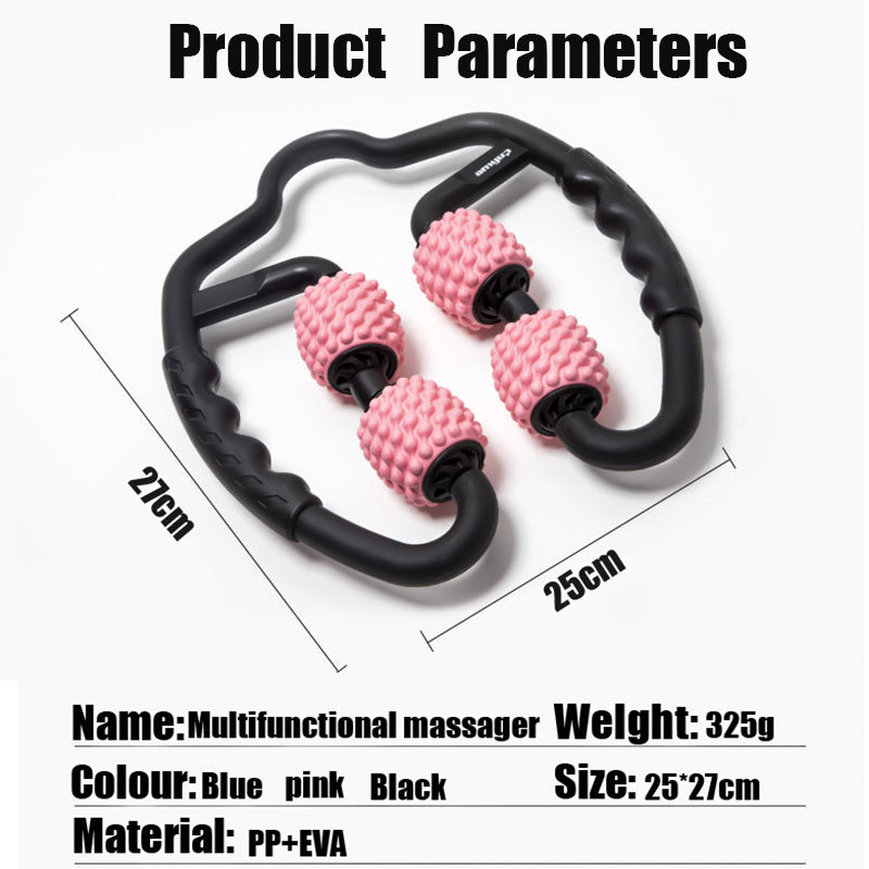 U Shape Trigger Point Massage Roller for Arm Leg Neck Muscle Tissue for Fitness Gym Yoga Pilates Sports 4 Wheel eprolo
