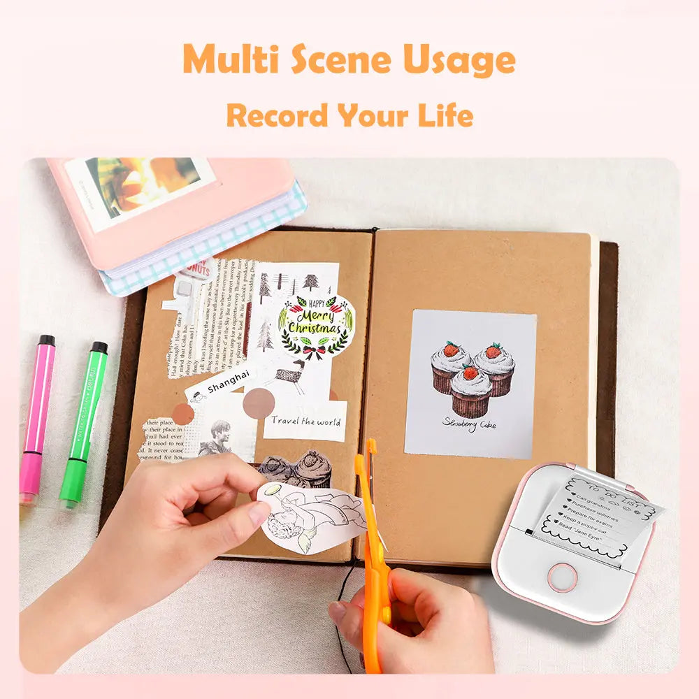 Phomemo Portable Mini Thermal Printer T02 Mini Pocket Label Printer DIY Self-adhesive Sticker Label Machine Various Label Paper eprolo