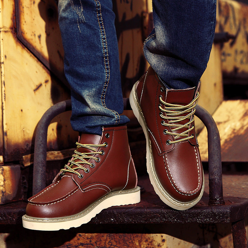 British casual high top genuine leather work boots big toe leather shoes eprolo