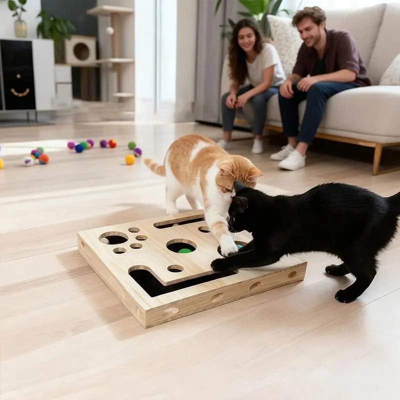 Durable Cat Nail Grinder with Bell Ball & Interactive Maze Tunnel - Enriching Toy and Scratching Activity for Active Kittens eprolo