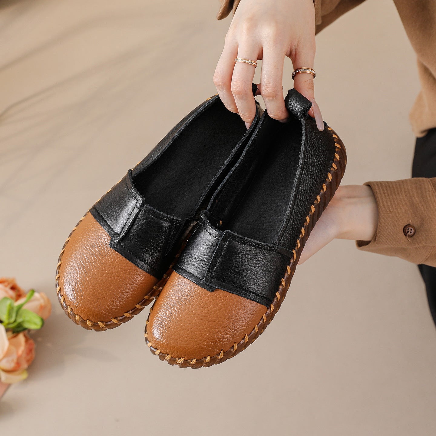 Leather soft sole one foot soft cowhide women's shoes comfortable single shoe eprolo