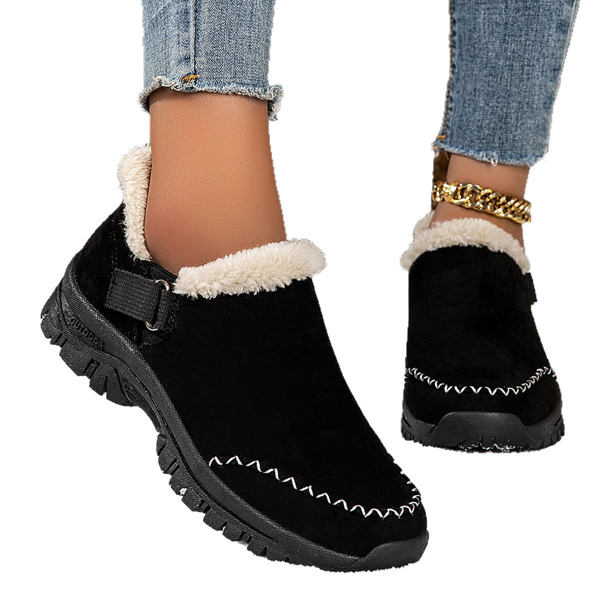 Outdoor snow boots with low cut lightweight and plush cotton tow eprolo