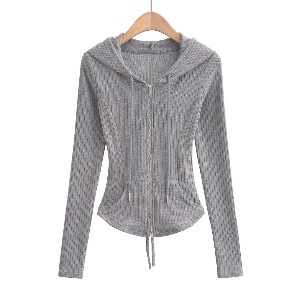 Waist slimming hooded cardigan top eprolo