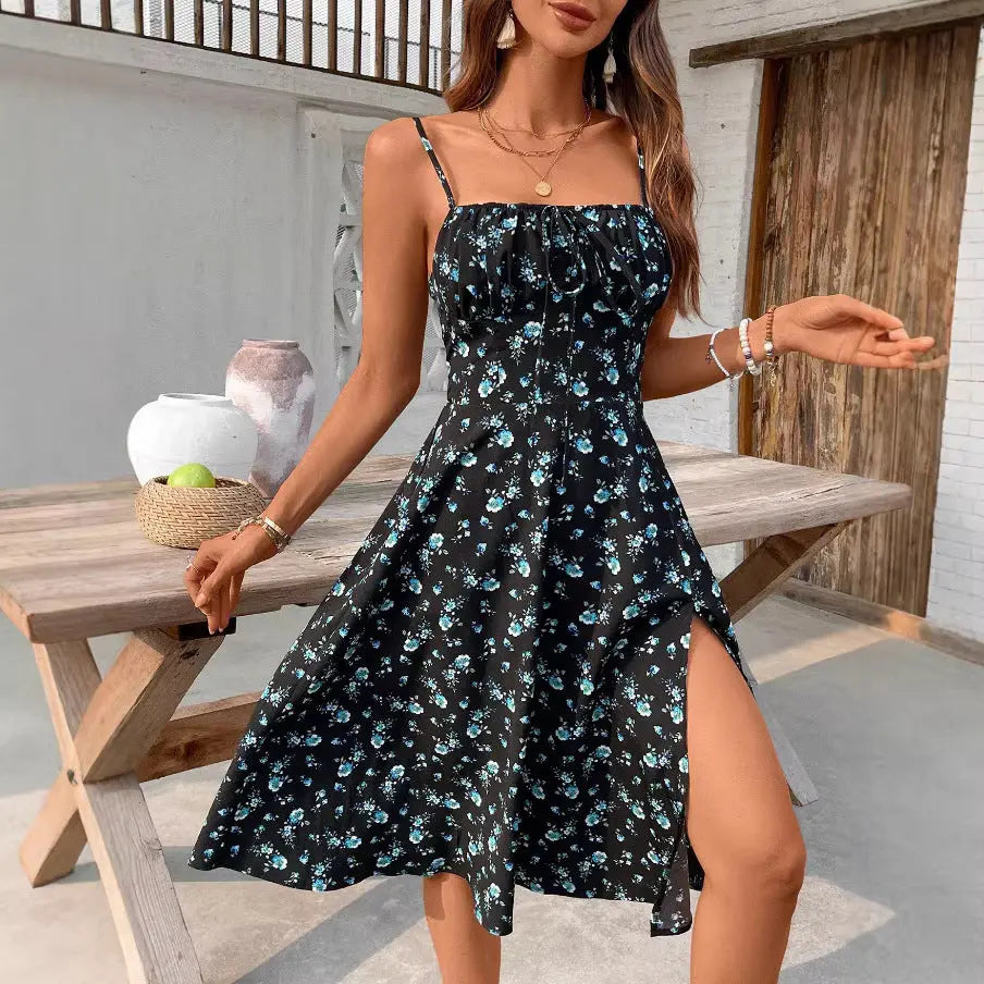Floral printed slit dress eprolo