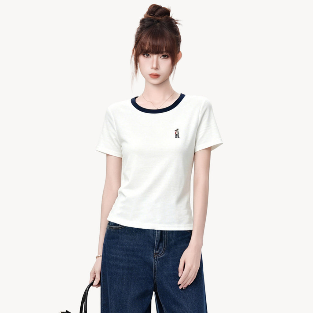 Round Neck Short Sleeve T-Shirt for Women Loose Unique Stylish Top eprolo
