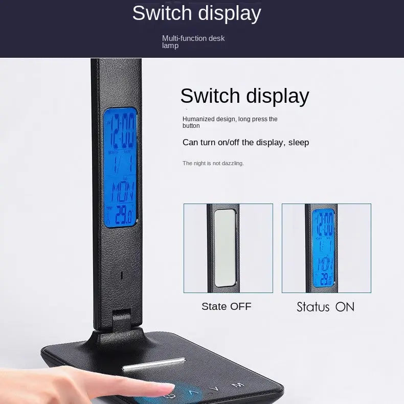 Folding alarm clock, time display, learning, reading, business, office, adjustable light, eye protection desk lamp eprolo