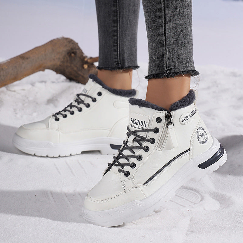 Women's Winter Leather Fleece Lined Warm Cotton Shoes Casual Outdoor Snow Boots eprolo