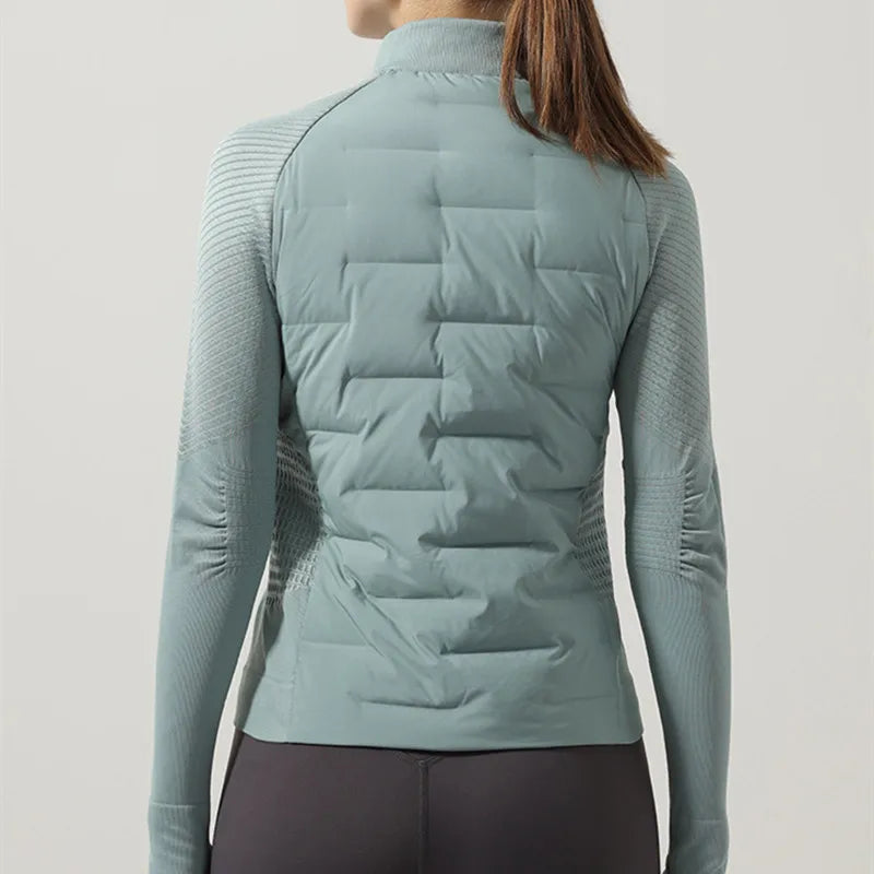 Autumn Winter Sport Seamless Splicing Down Jacket Women Thin Down Jacket For Women Ultralight Puffer Jacket Running Jacket eprolo