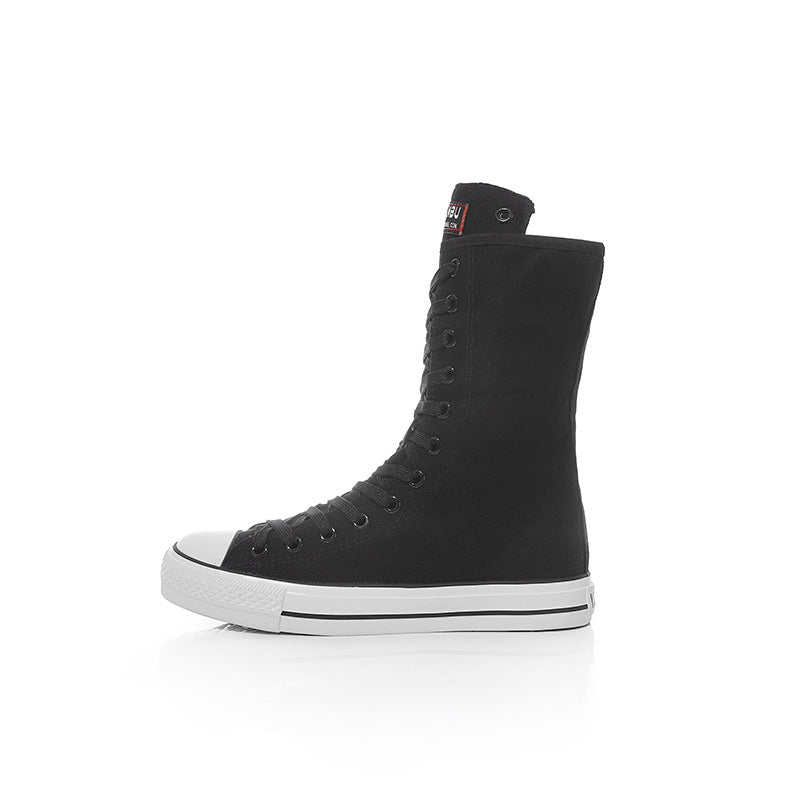 Canvas Shoes with Front Lace-Up and Side Zipper, Women's Sneakers eprolo