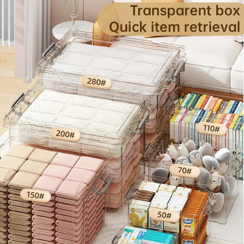 Large Transparent Plastic Storage Box - Perfect for Organizing Clothes, Quilts, Toys, and Snacks in Wardrobe & Home Use eprolo