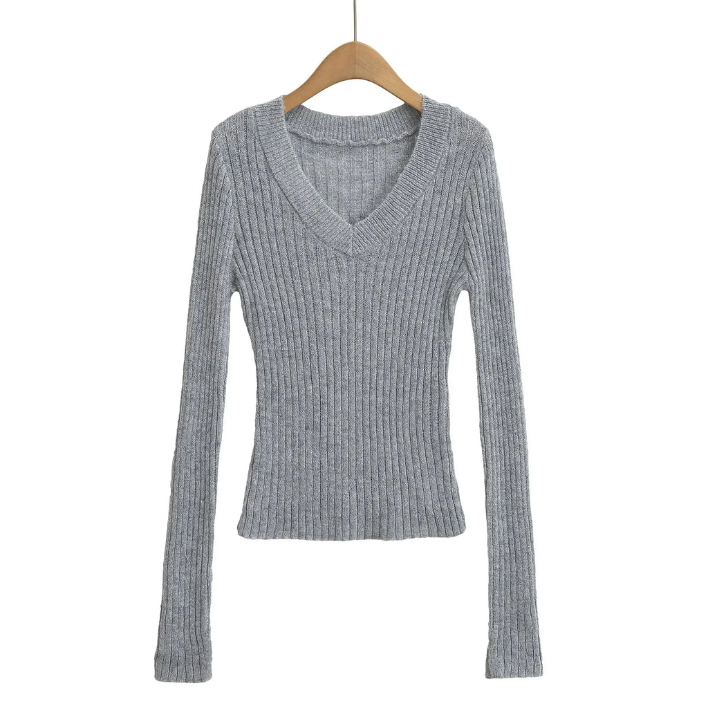 V-neck long sleeved elastic slim fit headband top eprolo