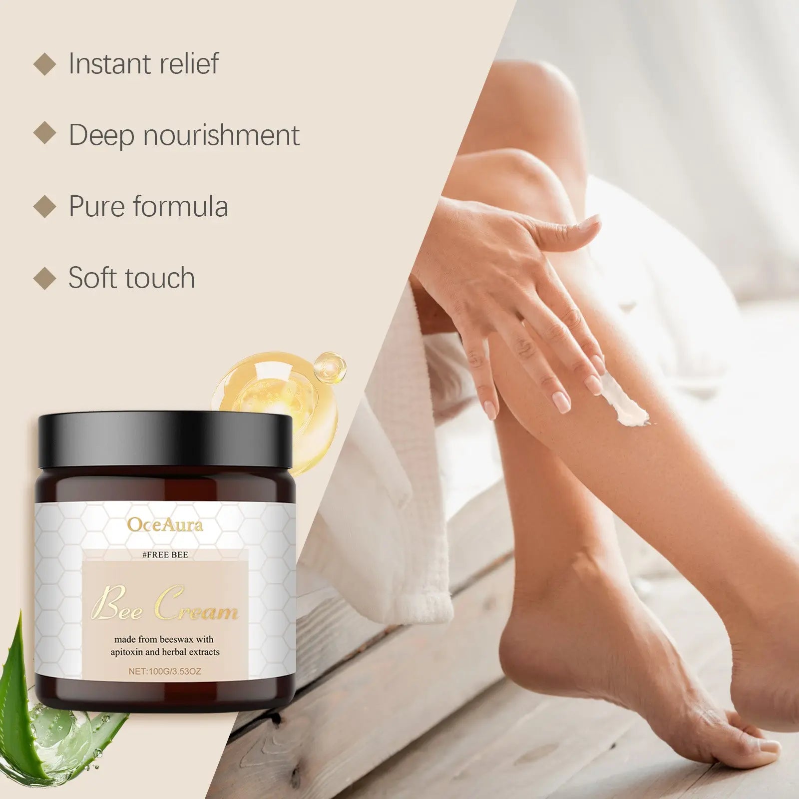 OceAura Bee Venom Care Cream Daily Body Skin Discomfort Moisturizing Moisturizing Massage Topical Cream eprolo