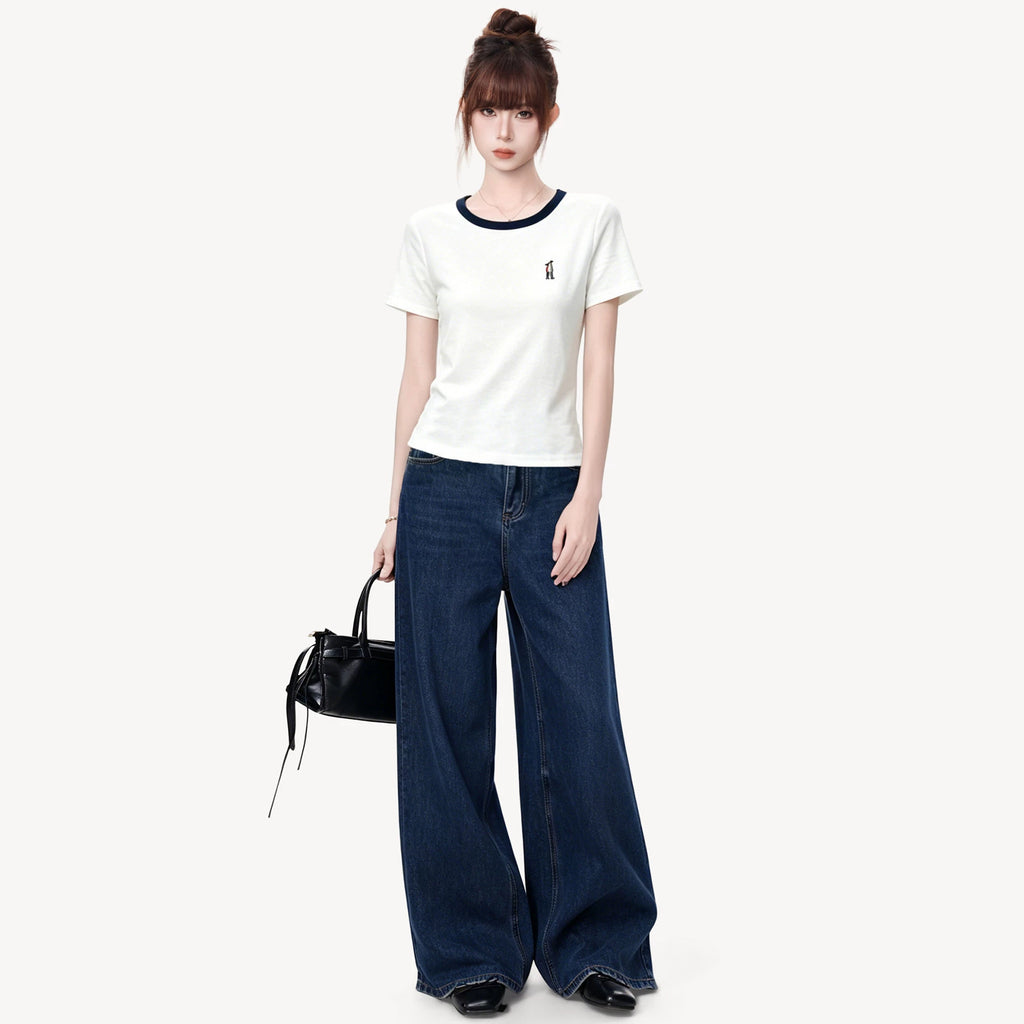 Round Neck Short Sleeve T-Shirt for Women Loose Unique Stylish Top eprolo
