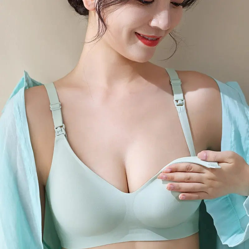 Pregnant Women Breastfeeding Bras Bras No Steel Rings Latex Underwear One Piece Silk Bra eprolo