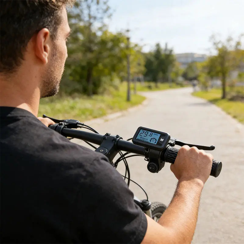 Electric Bike Throttle with LCD Speedometer & Voltmeter, 170cm Cable, Compatible 36/48/60/72V, Includes a Pair eprolo