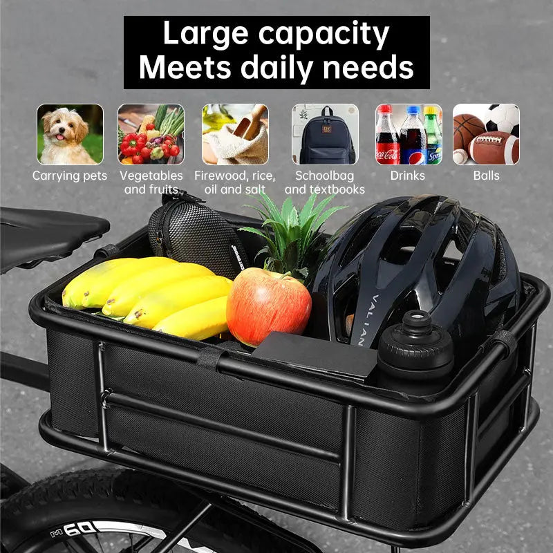 Lixada Rear Bicycle Cargo Basket, High-Capacity & Durable Rear Bike Carrier Basket, Rustproof & Heavy-Duty eprolo