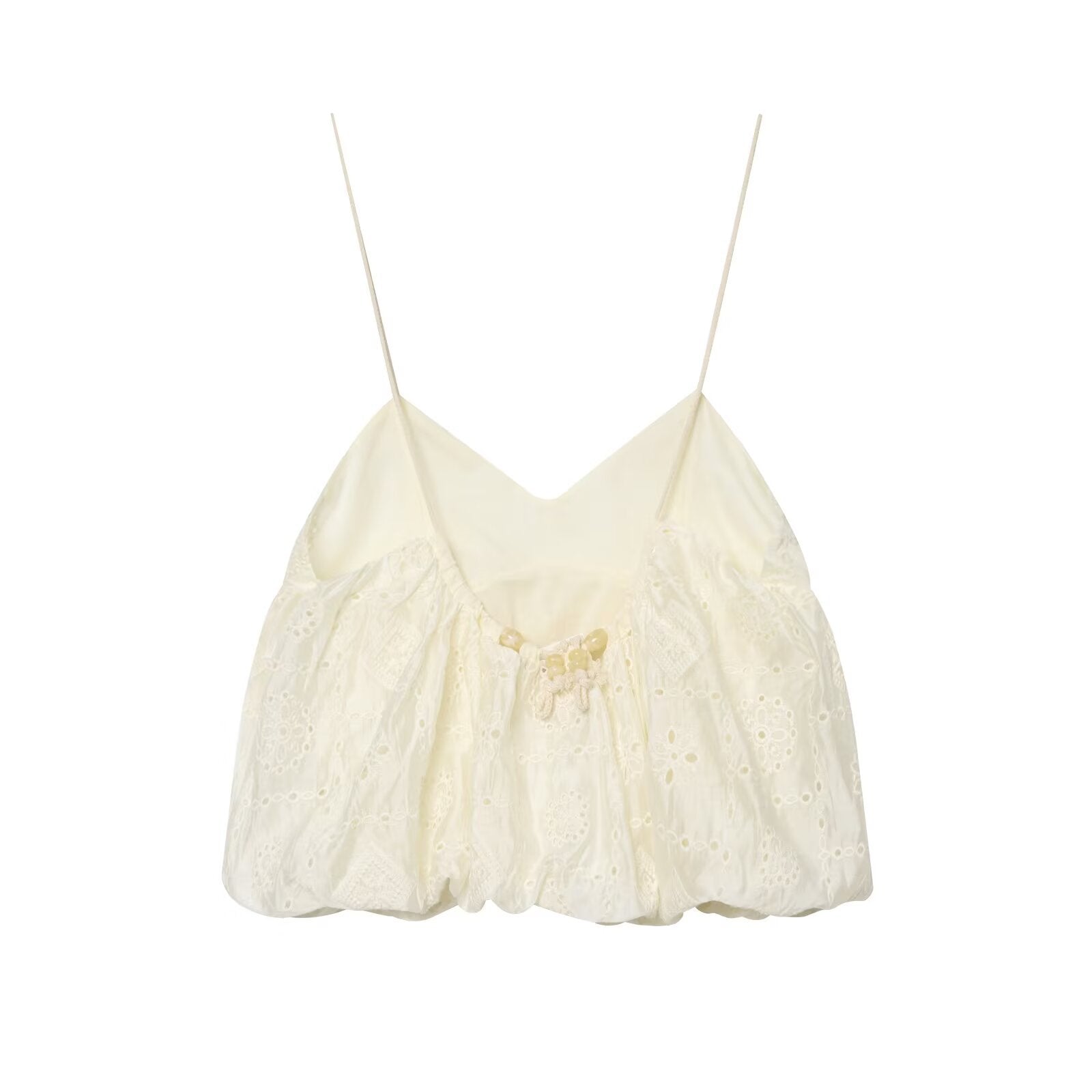 Spicy Girl Hollow Embroidered Bubble Short Top eprolo