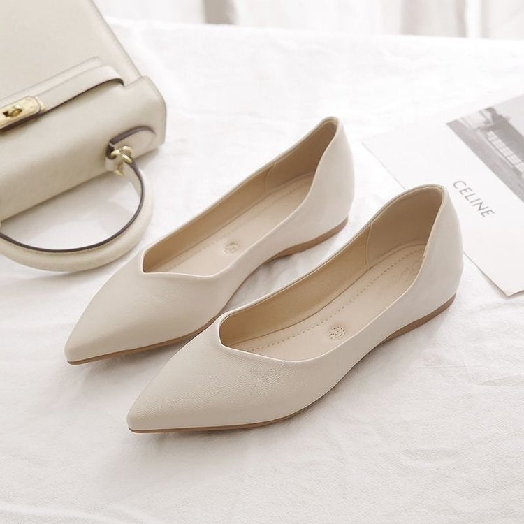 Sharp pointed flat bottomed versatile French gentle single shoe eprolo