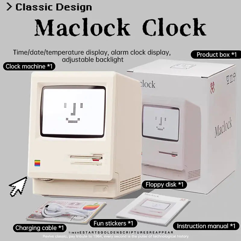 Maclock Retro 60-Hour Standby Alarm Clock, Student Desk Clock with LED Display, Creative Desktop Decor eprolo