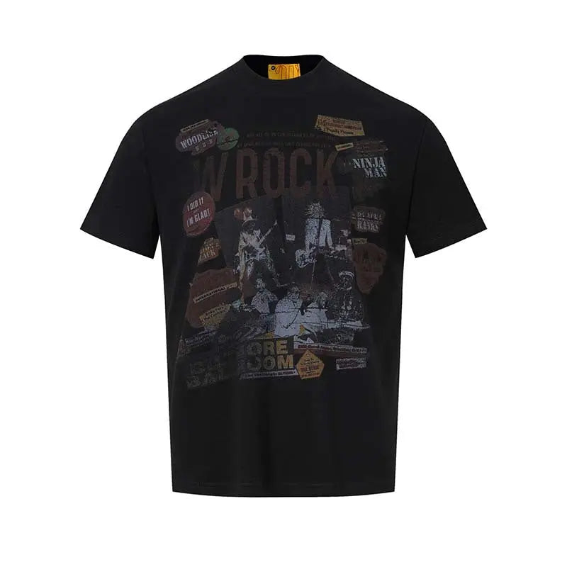 Rock singer letter printed short sleeved shirt eprolo