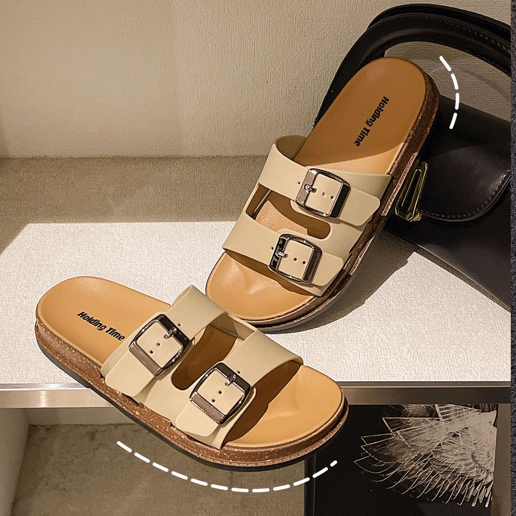 Birkenstock Sandals Women's Fashion Slip-On Flat One-Strap Beach Sandals for Summer Outdoor Wear eprolo