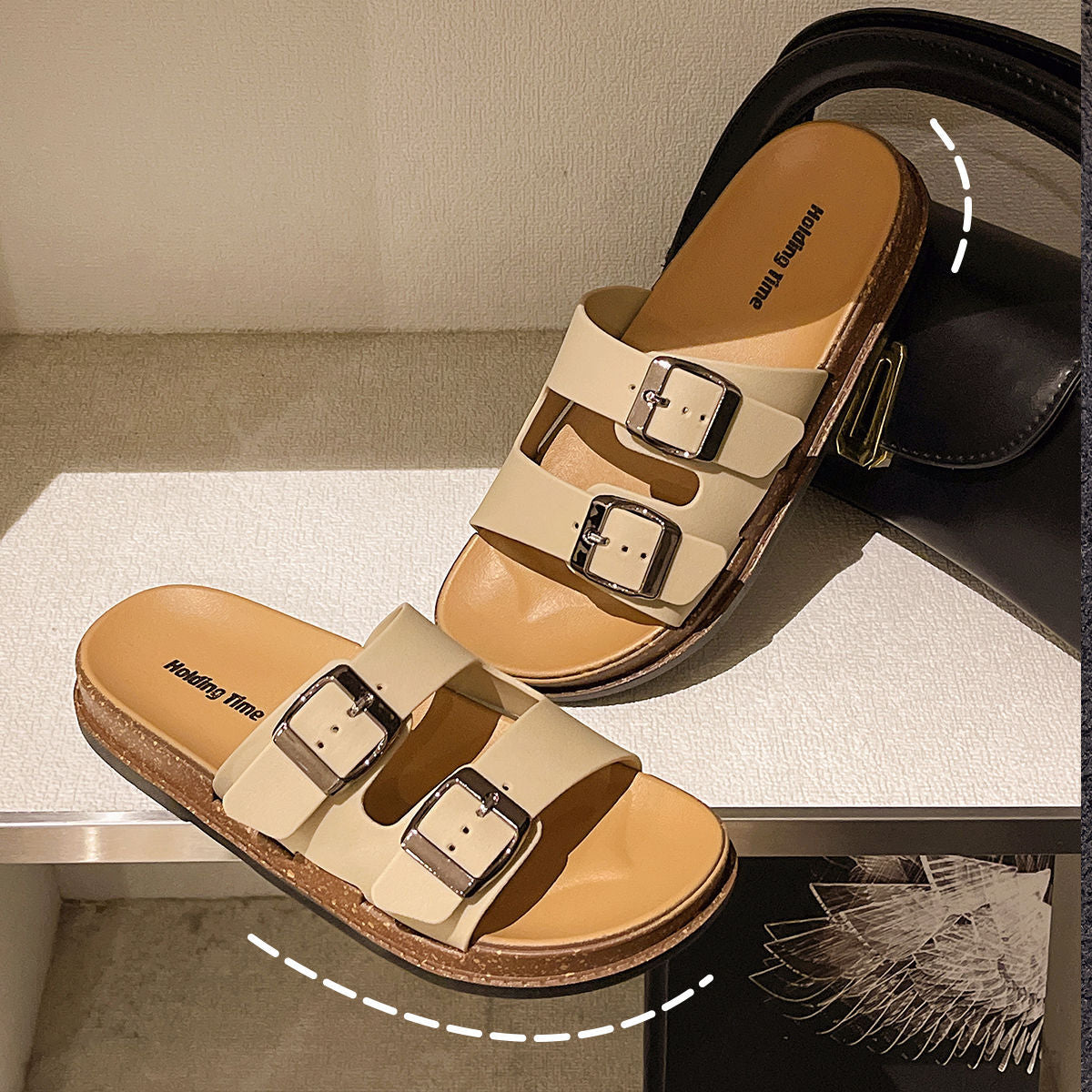 Birkenstock Sandals Women's Fashion Slip-On Flat One-Strap Beach Sandals for Summer Outdoor Wear eprolo