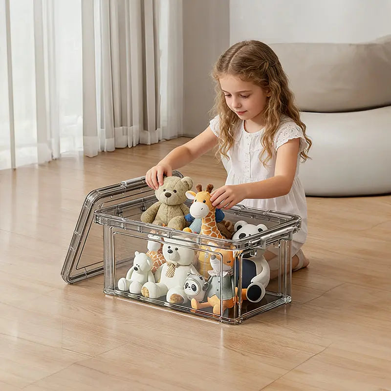 Large Transparent Plastic Storage Box - Perfect for Organizing Clothes, Quilts, Toys, and Snacks in Wardrobe & Home Use eprolo