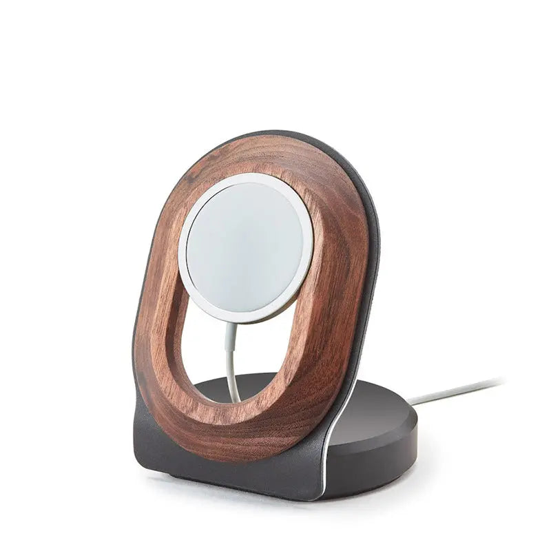 Wooden Desk Shelf Accessories Walnut Wireless Magnetic Charger Wireless Charging Stand For Magsafe eprolo
