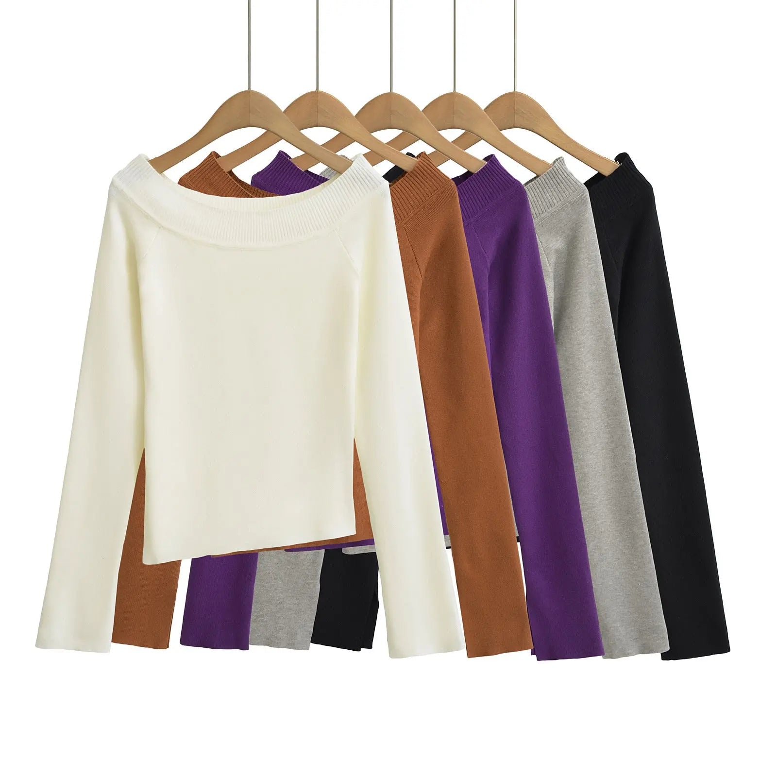 One line off shoulder slanted shoulder elastic slim fit top eprolo