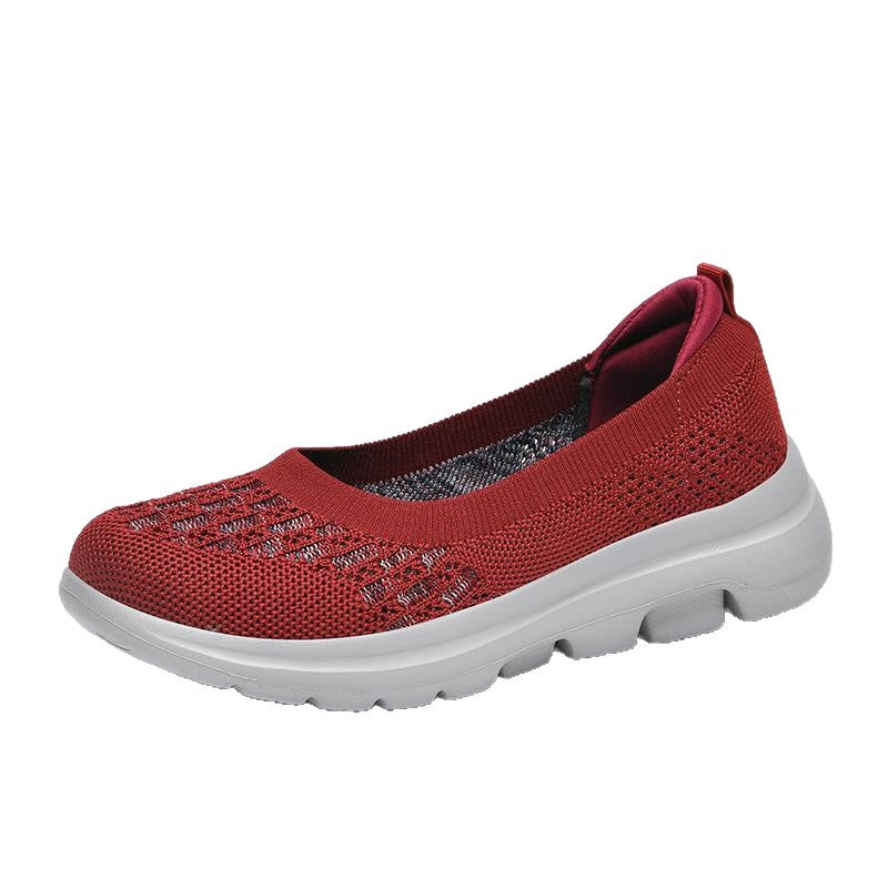 Ankle Socks Flat Knit Shoes Women Casual Solid Color Outdoor Travel Mom Breathable Shoes eprolo