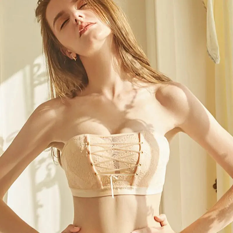 Sexy Women Underwear Lingerie Strapless Bra for Wedding Dress Push Up Lace Invisible Bra Backless Brassiere eprolo