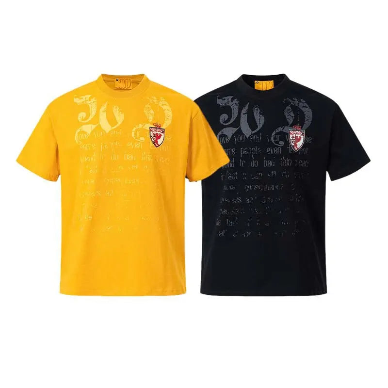 Mottled letter badge printed short sleeved shirt eprolo