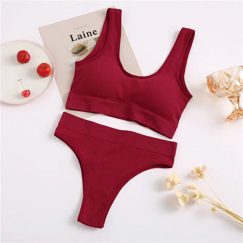 Seamless Women Underwear Set Tops Set Panties Women Wireless Lingerie Suit Padded Bras Backless Ling My Store
