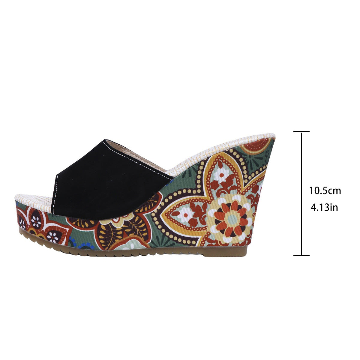 Slope heel thick sole fish mouth patterned high rise sandals eprolo