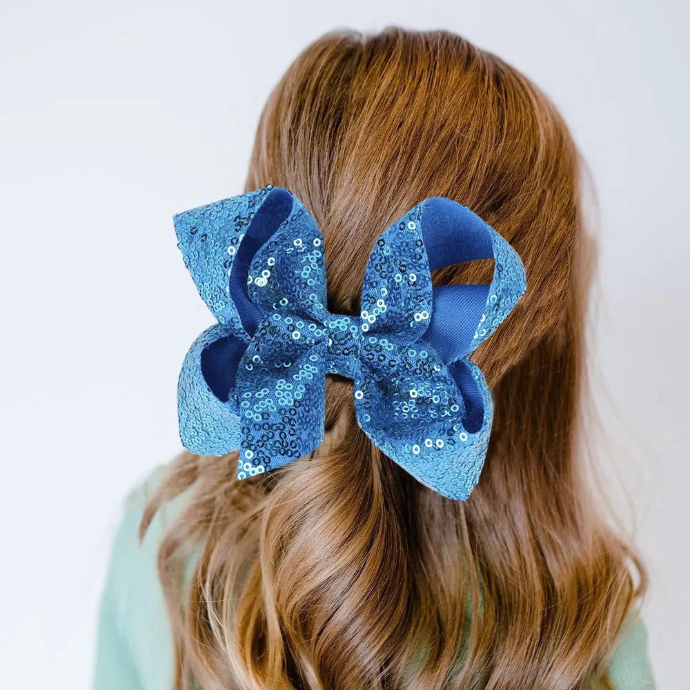 Children's Rhinestone Butterfly Hair Clip Solid Color Girl Sequin Hairpin 5 Inches eprolo
