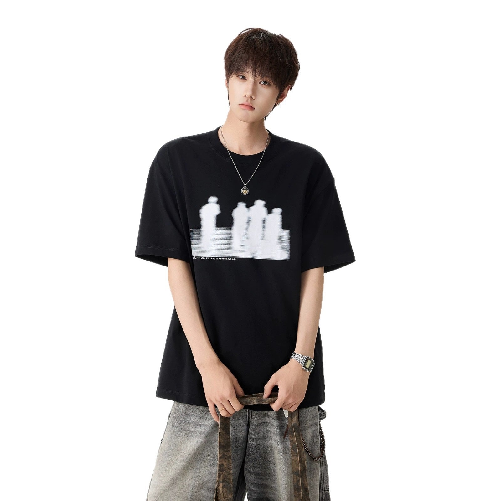 Printed White Short Sleeve T-Shirt for Men eprolo