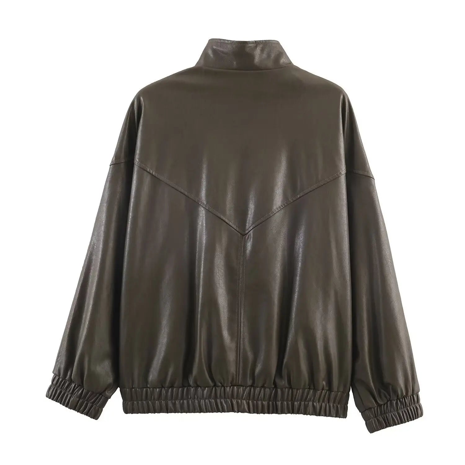 Stand collar faux leather pilot jacket eprolo