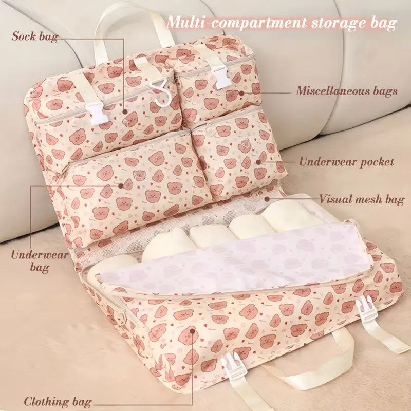 Portable Travel Clothes Organizer Bag - Large Storage with Separate Compartments for Shirts, Pants, Underwear & Socks eprolo