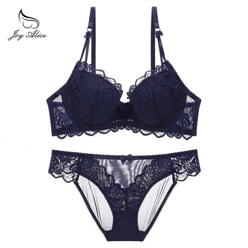 Womens Lace Bra Brief Sets Seamless Push up Bras White Black Sexy Lingerie Gathering france bras Plus size Cup eprolo