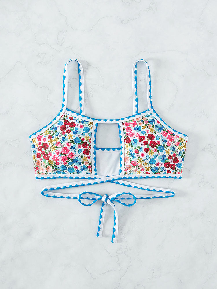 small floral print bikini with tie-back design eprolo