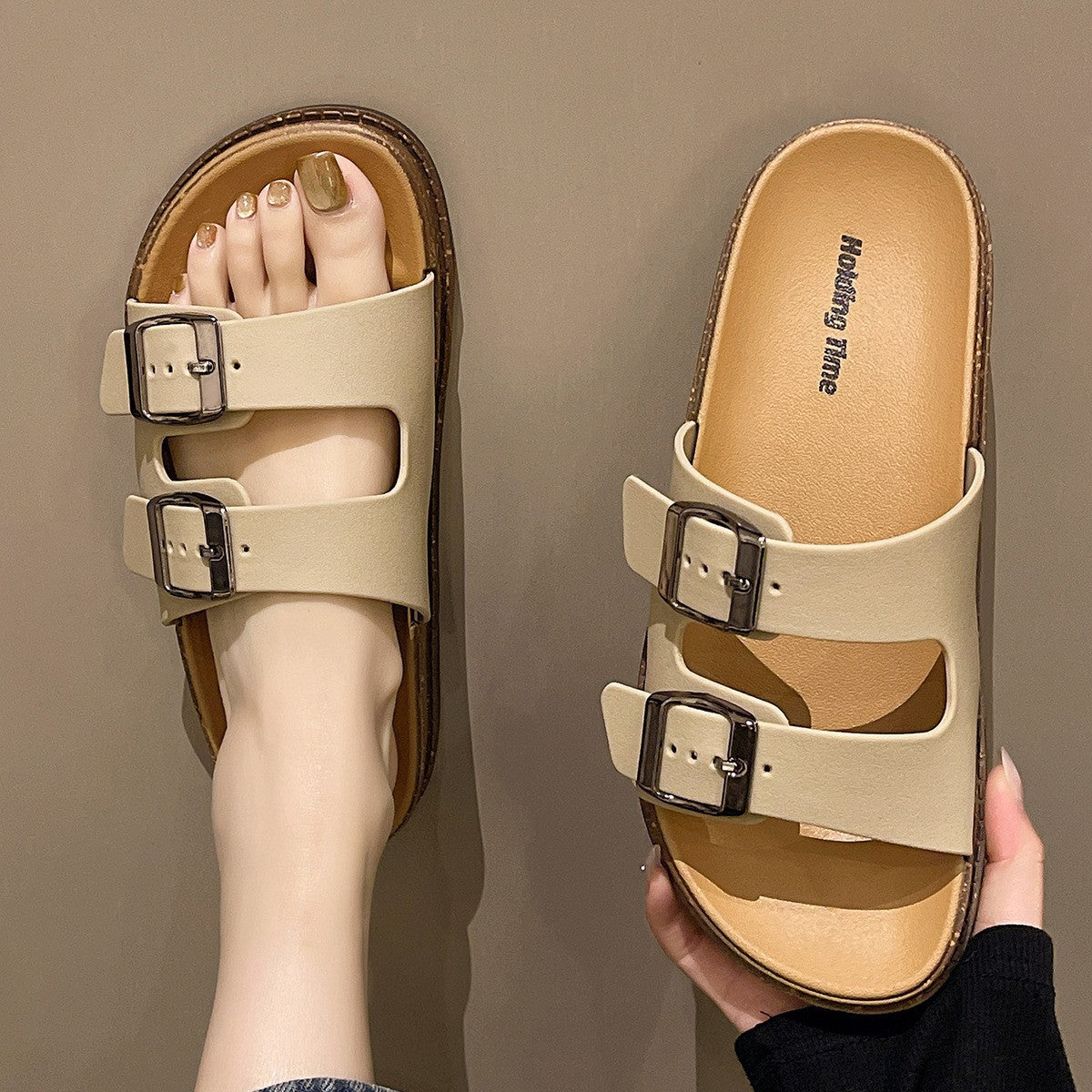 Birkenstock Sandals Women's Fashion Slip-On Flat One-Strap Beach Sandals for Summer Outdoor Wear eprolo