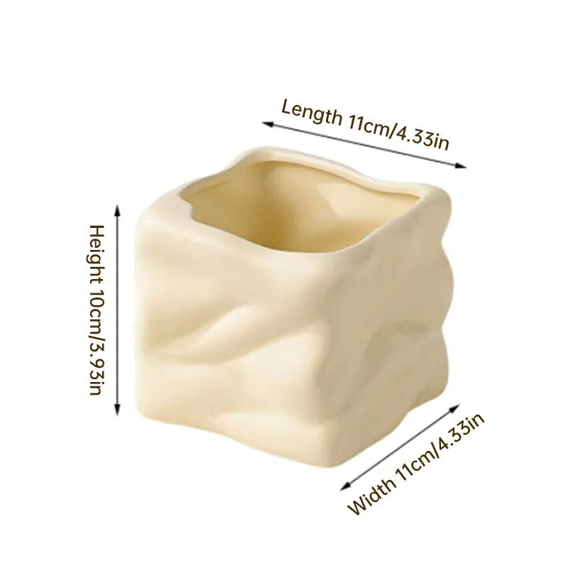 Ceramic Wavy Makeup Brush Holder - Dual-Use Minimalist Storage Jar for Vanity & Office Desk Organizer eprolo