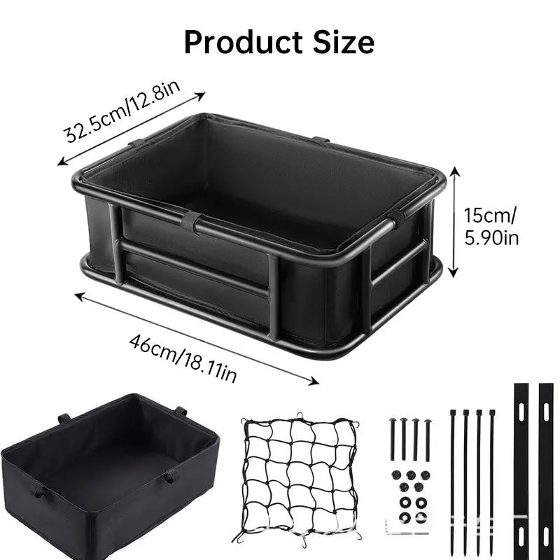 Lixada Rear Bicycle Cargo Basket, High-Capacity & Durable Rear Bike Carrier Basket, Rustproof & Heavy-Duty eprolo