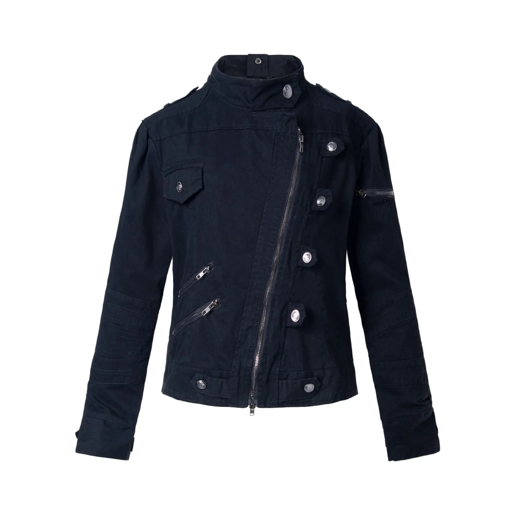 Wash and make old rivet stand collar jacket for women eprolo