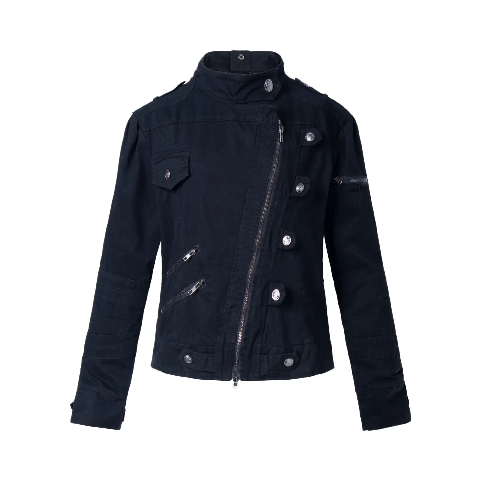 Wash and make old rivet stand collar jacket for women eprolo