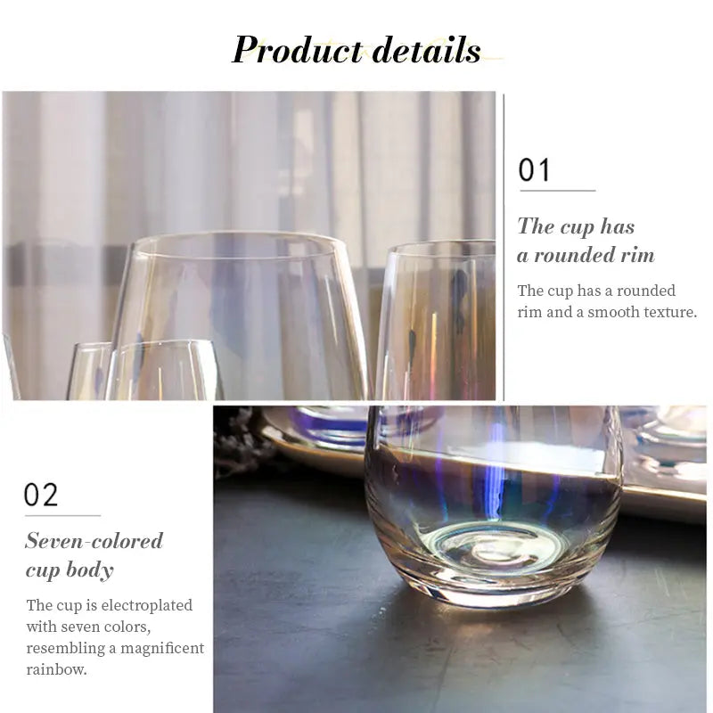 Dry Rainbow Tumbler, Detmold Style Drinkware Glass, Handmade CRT Straight-Edge Portable Crystal Cup eprolo