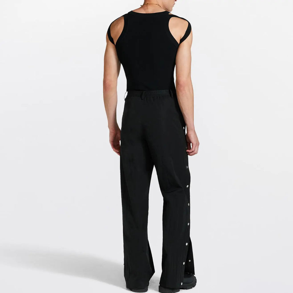 Individualist Strap Double-Strap Hollow Knit Vest Elastic Fitted Top, Unique Design Sense T-Shirt for Men eprolo