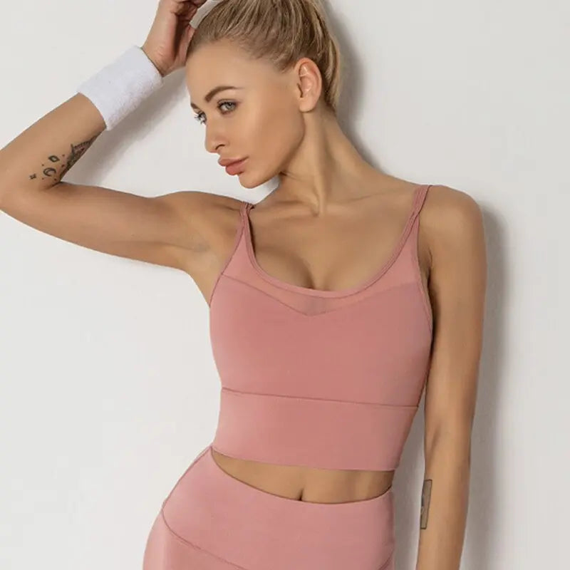 Women Mesh Cross Bras Fitness Seamless Gather Push Up Bra Tops eprolo
